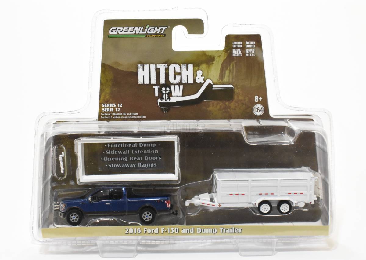 CHASE GREEN MACHINE-2016 Ford F-150 Pickup Truck And White Dump Trailer (Hitch and Tow Series 12)