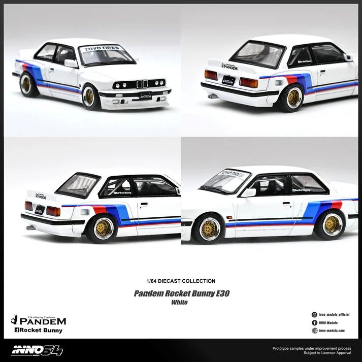 (PRE-ORDER 2026) Pandem Rocket Bunny BMW E30 White – INNO64 1:64 IN64-E30P-WHI