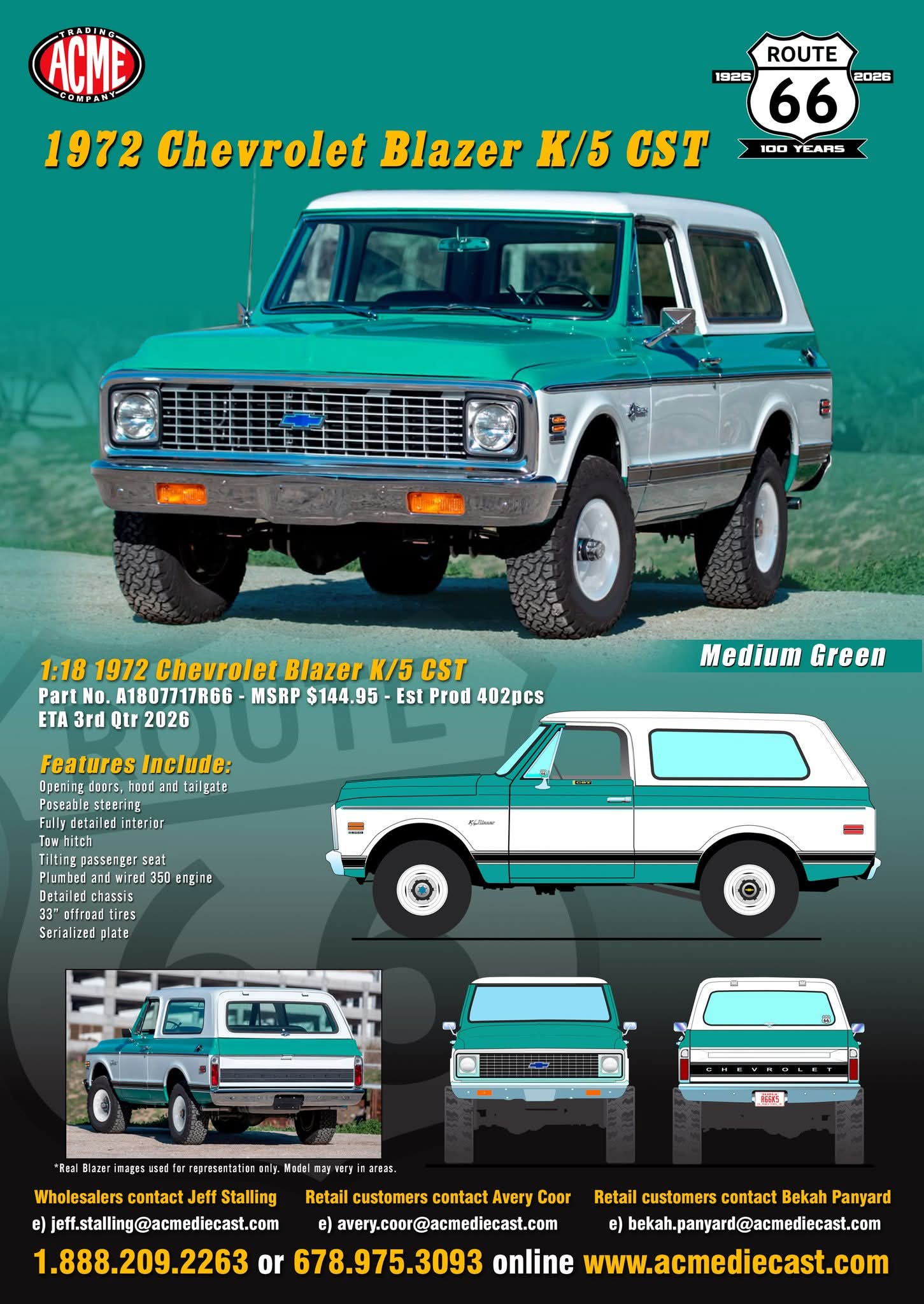 (PRE-ORDER 2026) 1972 Chevrolet Blazer K/5 CST - Route 66 100th Anniversary Home