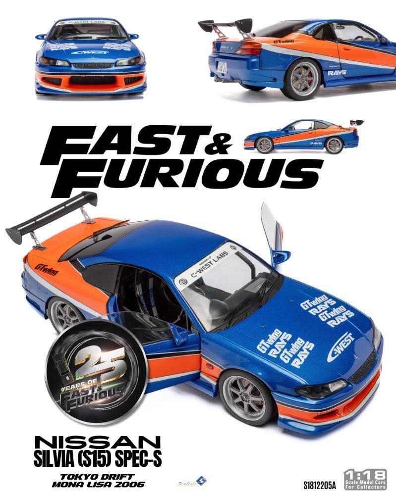 (PRE-ORDER 2026) SOLIDO 1/18 -Nissan Silvia S15 Spec S Tokyo Drift Mona Lisa "Fast and Furious"