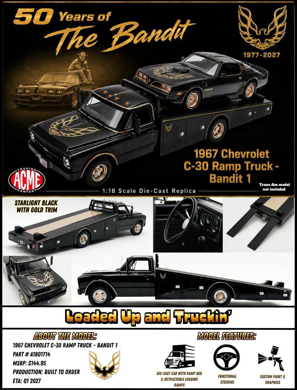 (PRE-ORDER 2027) ACME 1:18 1967 Chevrolet C-30 Ramp Truck – Bandit 1 – A1801714