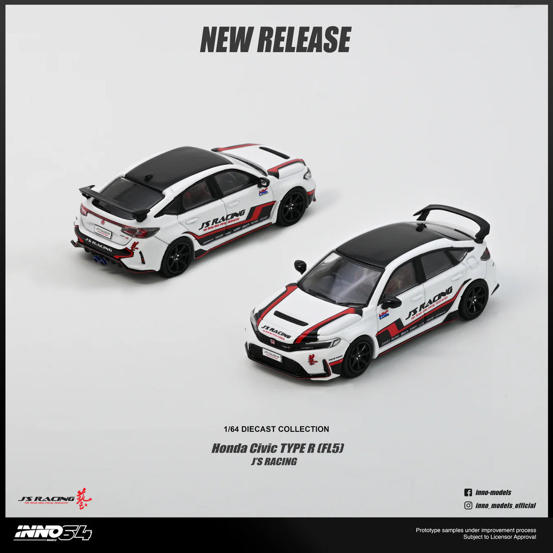 (PRE-ORDER 2026) Honda Civic Type R FL5 J’s Racing White INNO64 1:64 IN64-FL5JS-WHI