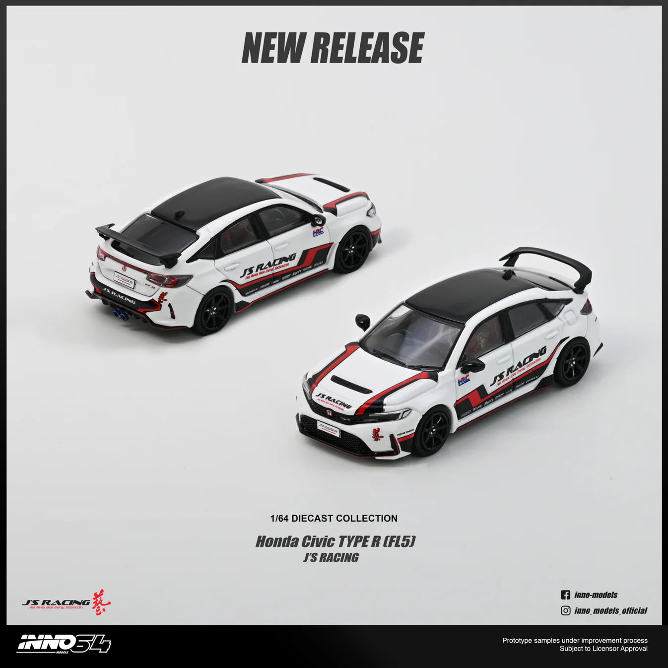 (PRE-ORDER 2026) Honda Civic Type R FL5 J’s Racing White INNO64 1:64 IN64-FL5JS-WHI