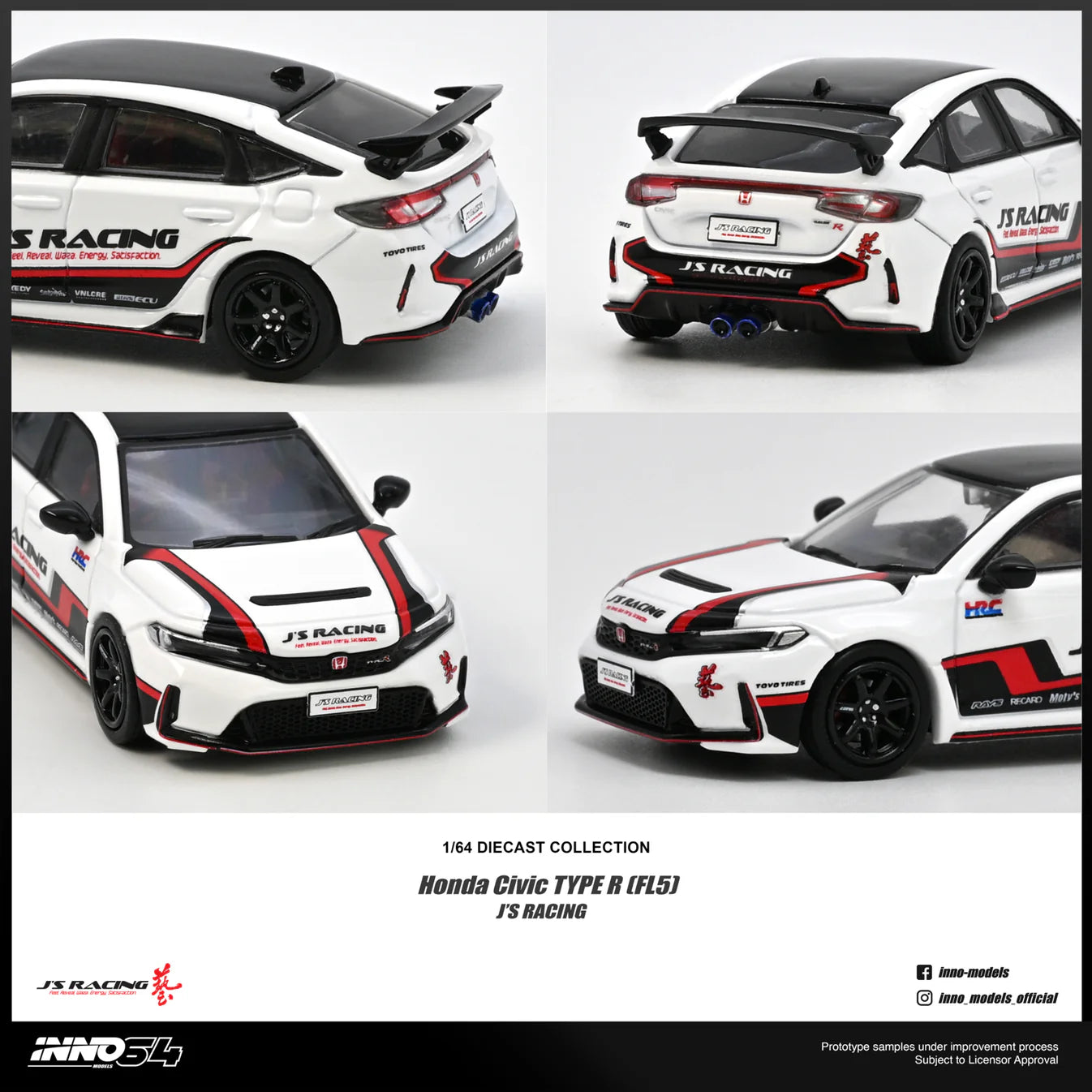 (PRE-ORDER 2026) Honda Civic Type R FL5 J’s Racing White INNO64 1:64 IN64-FL5JS-WHI