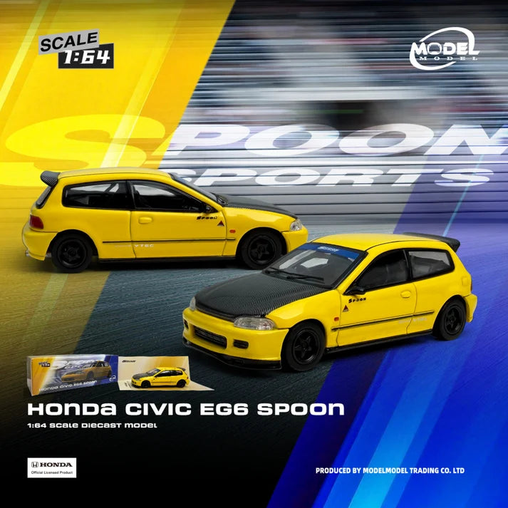 MODELMODEL 1:64 Honda Civic EG6 Spoon Yellow/Blue Paper Box MM64-EG6-001