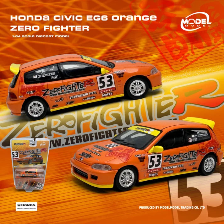 MODELMODEL 1:64 Honda Civic EG6 Orange Zero Fighter Blister Pack MM64-EG6-002