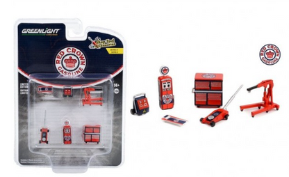 Greenlight 1:64 Red Crown Gasoline Auto Body Shop Accessory Set - (GL16215-C)