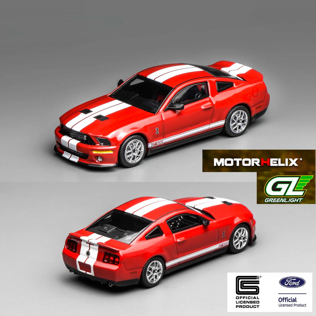 Motorhelix x Greenlight 1:64 Ford Mustang Shelby GT500 2007 rouge GL-1251005A