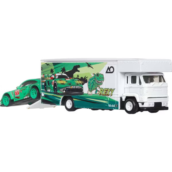 Hot Wheels Premium 1:64 Porsche 911 GT3 R 2023 « Rexy » avec camion de transport – Team Transport 2026 