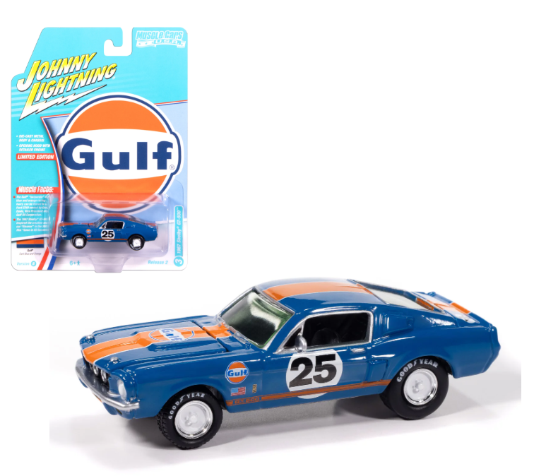 Johnny Lightning-1967 Shelby GT - 00 in Gulf Dark Blue with Orange Stripe (JLMC038-4)