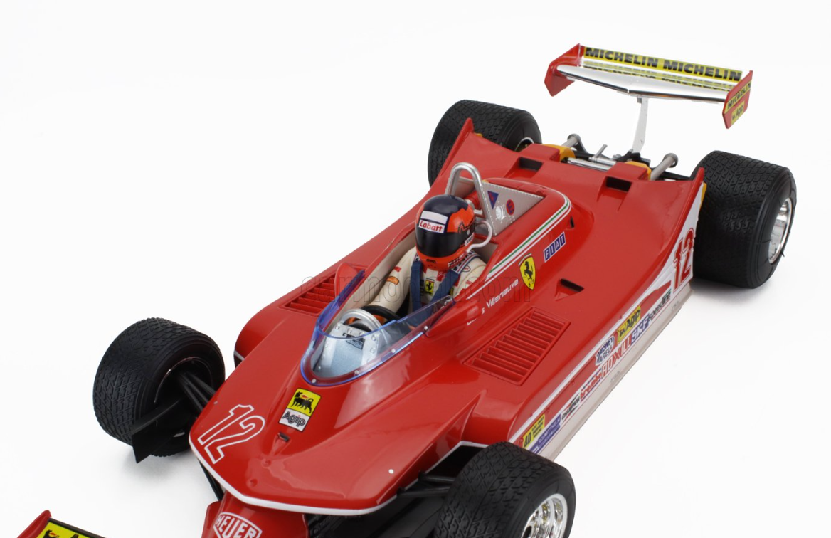 1979 USA GRAND PRIX. GILLES VILLENEUVE- F1 FERRARI - F1 312T4 N 12 WINNER WATKINS GLEN GP USA (WITH PILOT FIGURE AND RAIN WHEELS)