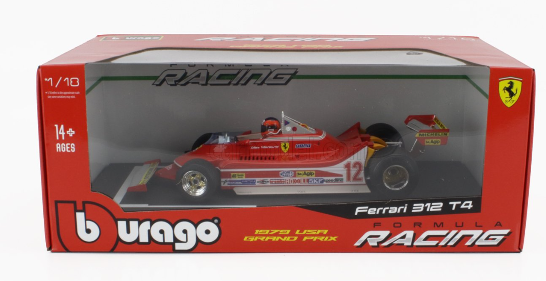 1979 USA GRAND PRIX. GILLES VILLENEUVE- F1 FERRARI - F1 312T4 N 12 WINNER WATKINS GLEN GP USA (WITH PILOT FIGURE AND RAIN WHEELS)