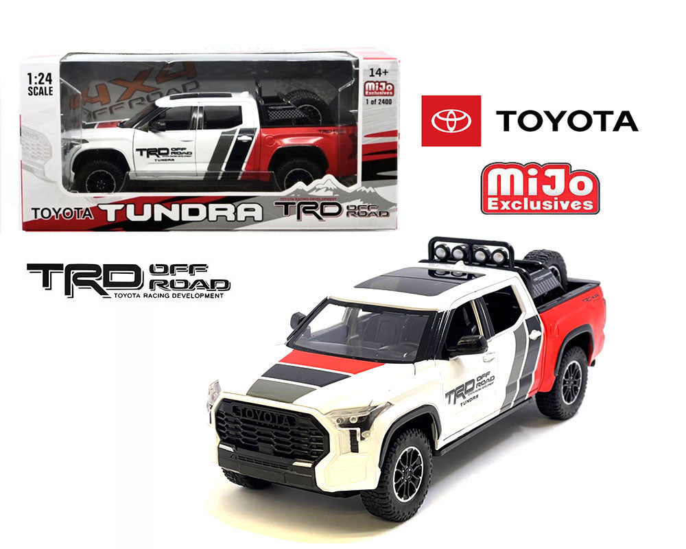 MiJo Exclusives 1:24 2023 Toyota Tundra TRD Off-Road Custom – (White with Grey, Black, and Red) H08555-MJS03