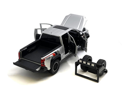 MiJo Exclusives 1:24 2024 Toyota Tacoma TRD Off-Road Custom (Silver with Stripes) H08778-MJS02