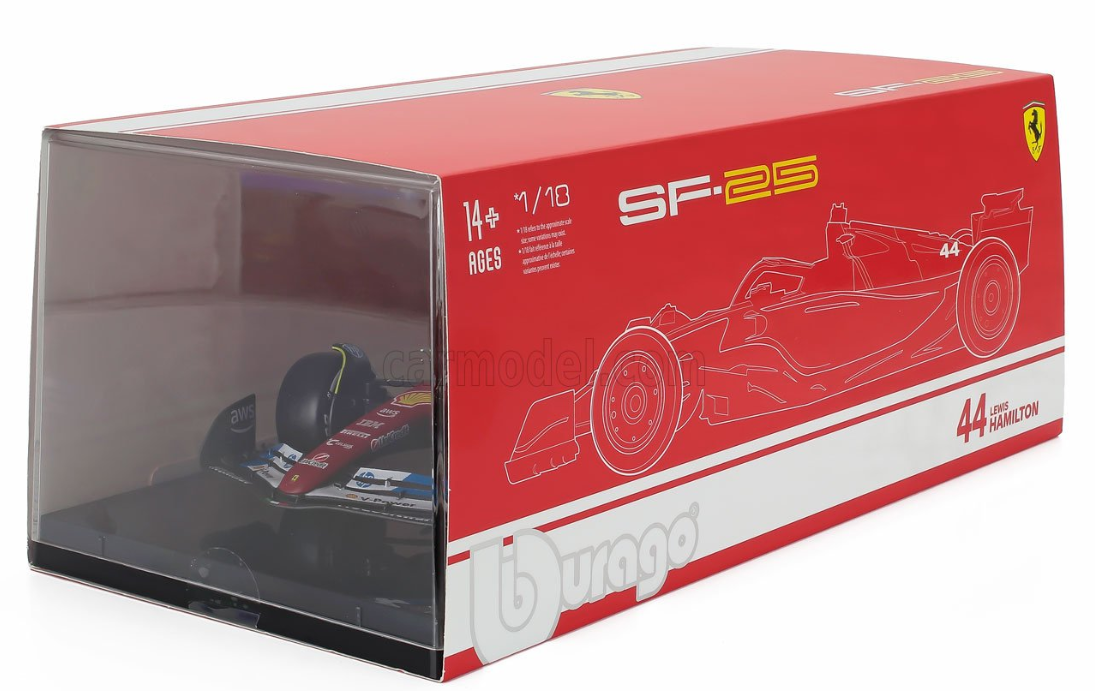 F1 SF-25 TEAM SCUDERIA FERRARI HP N 44 MIAMI GP 2025 LEWIS HAMILTON-WITH SHOWCASE