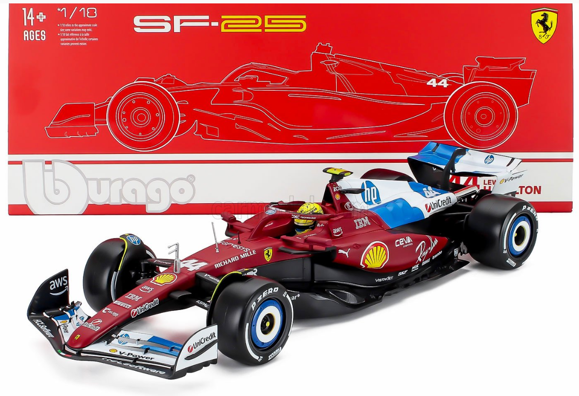 F1 SF-25 TEAM SCUDERIA FERRARI HP N 44 MIAMI GP 2025 LEWIS HAMILTON-WITH SHOWCASE