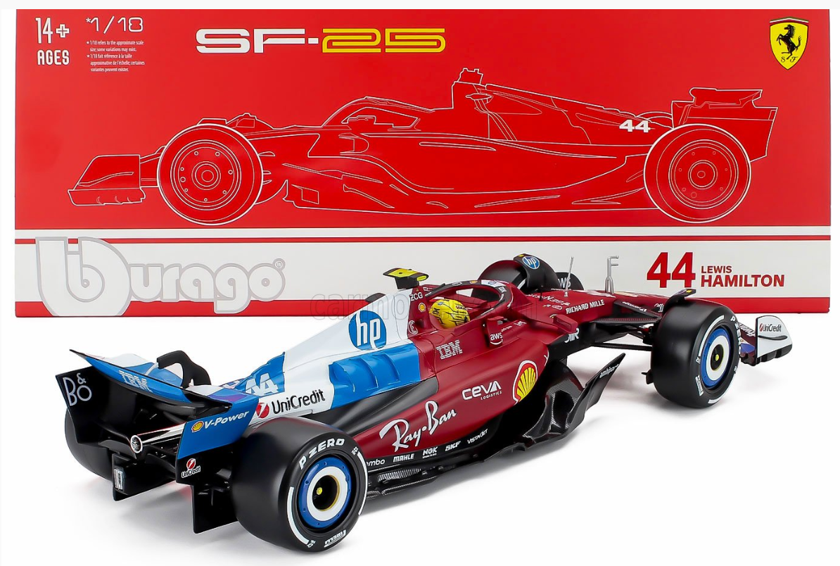 F1 SF-25 TEAM SCUDERIA FERRARI HP N 44 MIAMI GP 2025 LEWIS HAMILTON-WITH SHOWCASE