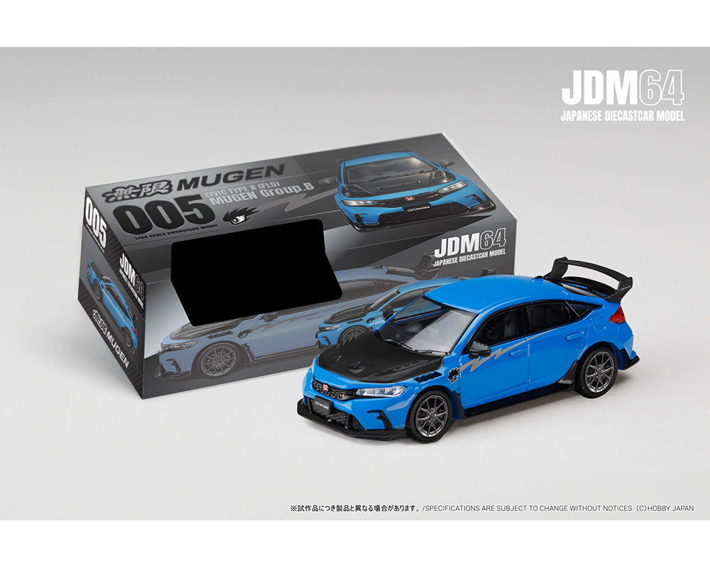 (PRE-ORDER 2026) Hobby Japan 1:64-Honda Civic Type R (FL5) MUGEN Group B 2024 – Racing Blue Pearl HJDM005B-30