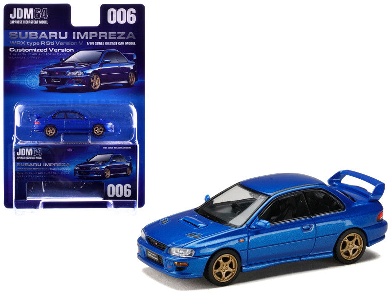 Subaru Impreza WRX Type R STI Version avec pare-chocs avant WR Type Sonic Blue Mica 1:64 – Hobby Japan JDM64 HJDM006-20