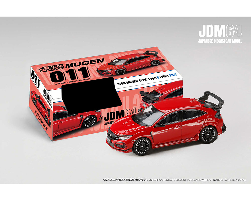 (PRE-ORDER 2026) Hobby Japan 1:64 Mugen Honda Civic Type R FK8 2017 Flame Red HJDM011-25
