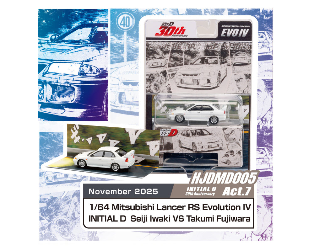 Hobby Japan JDM64- Initial D 30th Anniversary Mitsubishi Lancer RS Evolution III-White HJDMD003