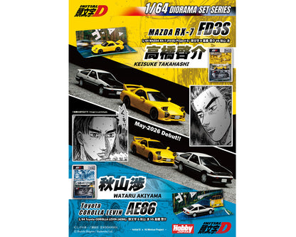 (PRE-0RDER 2025-26) Hobby Japan JDM64- Initial D Diorama Set Series MAZDA RX-7 (FD3S) Project D Keisuke Takahashi VS Wataru Akiyama HJDMD002B