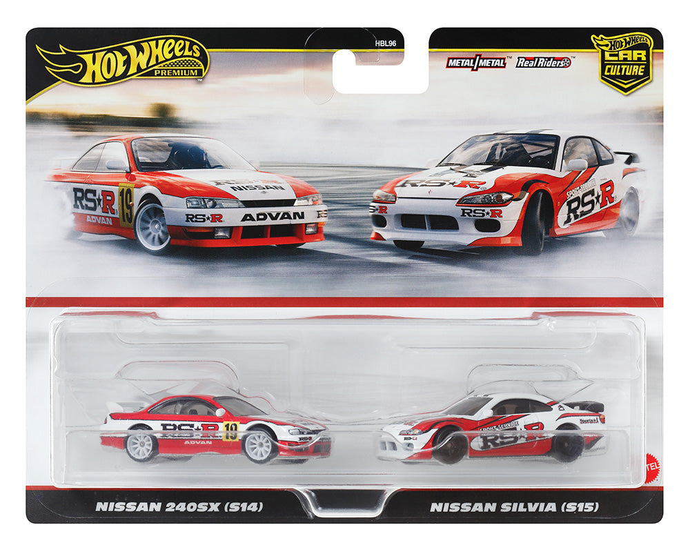 Hot Wheels 1:64 Car Culture Premium 2-Car Set Nissan 240SX (S14) &amp; Nissan Silvia (S15)