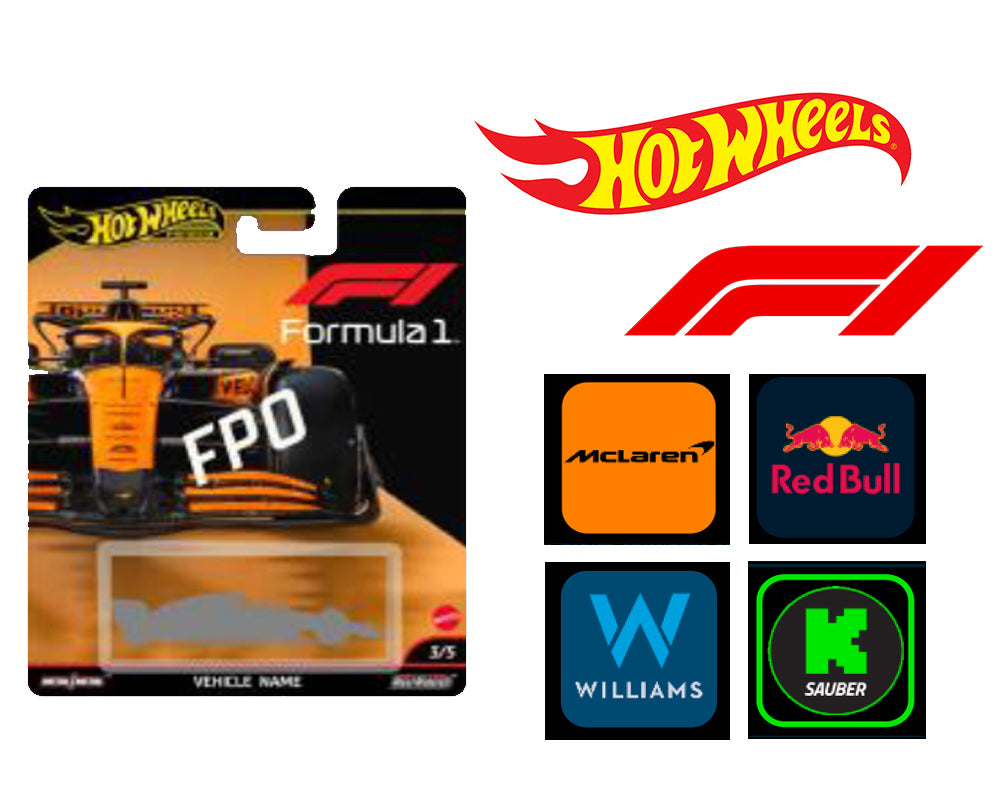 Hot Wheels 2025 Premium - Formula 1 Racing F, Team McLaren, Williams, KICK, Red Bull - Set of 8, (HRV11-956G)
