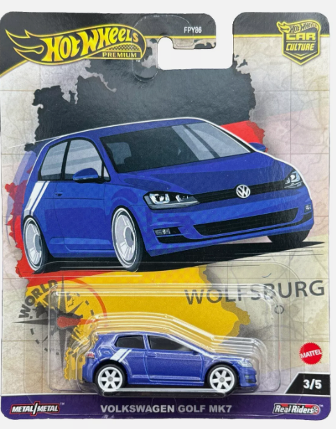 Hot Wheels Premium 2024 HW Car Culture World Tour 3/5 Blue Volkswagen Golf MK7