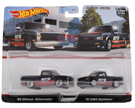 2020 Hot Wheels BLACK BORLA CHEVY SILVERADO &amp; 91 GMC SYCLON Premium Car Culture
