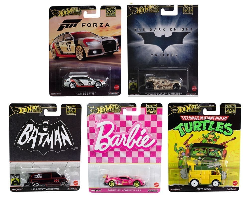 Ensemble de 5 1/64 Hot Wheels Pop Culture E Case 2024 Assortment (HXD63-956E)