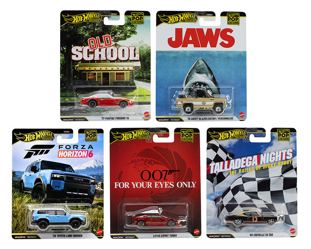 Hot Wheels Premium 1:64 Pop Culture T Case 2026 – Assortiment de 5 véhicules HXD63-956T