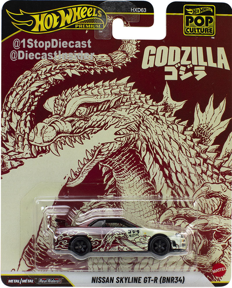 Nissan Skyline GT-R (BNR34) "Godzilla" (JHW90) - 2025 Hot Wheels Premium Pop Culture