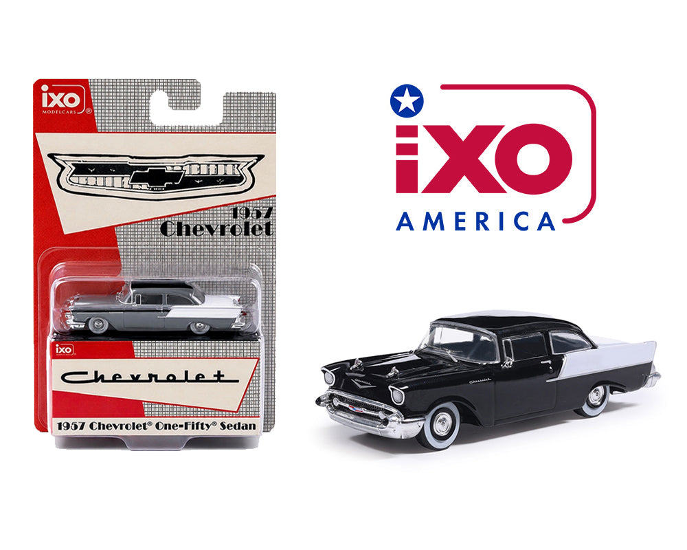 (PRE-0RDER 2025) 1957 Chevrolet One-Fifty Sedan - Onyx Black and India Ivory (1:64)