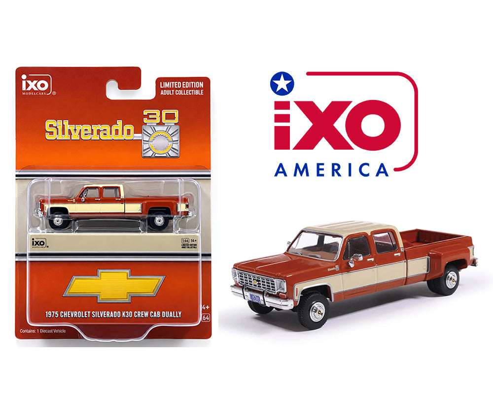 IXO America 1:64 1975 Chevrolet K30 Crew Cab Dually – Grecian Bronze / Santa Fe Tan – IA64019