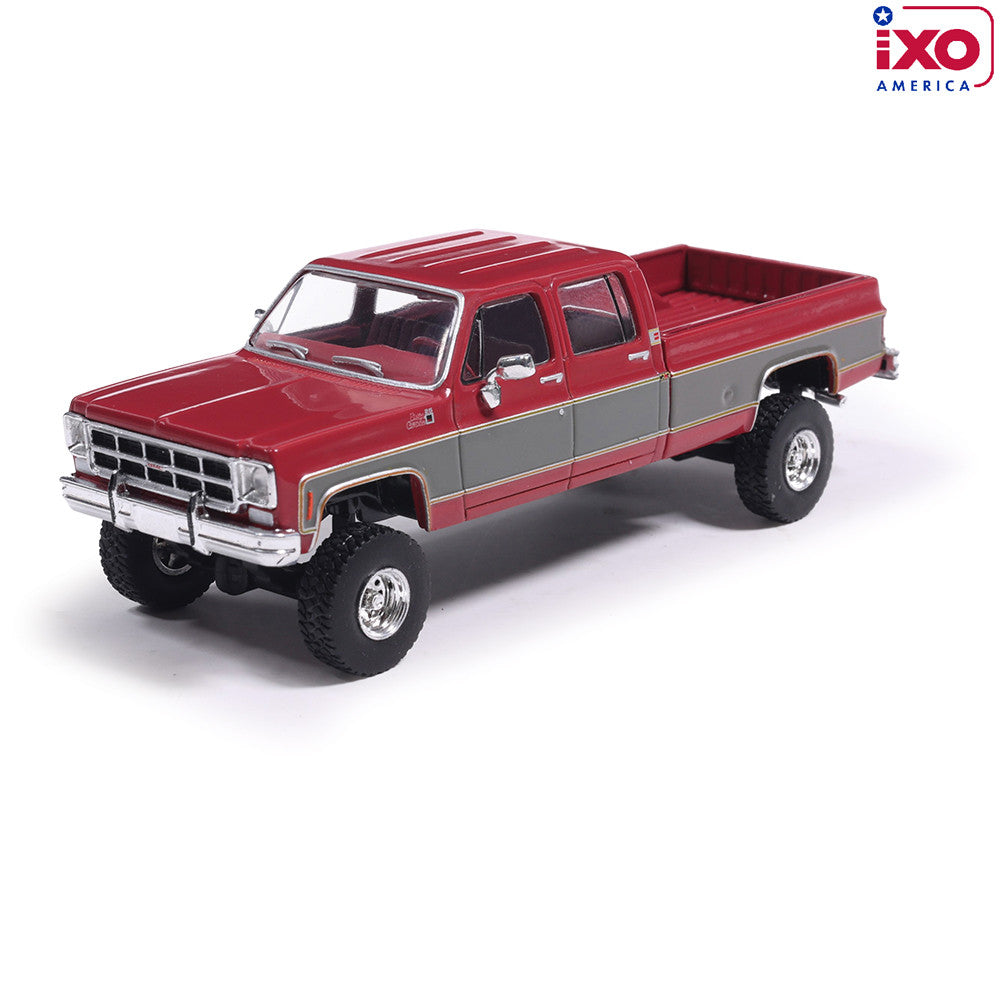 (PRE-0RDER 2026) 1977 GMC Sierra Grande K2500 Crew Cab Wideside Lifted - (Dark Red Metallic/Silver Special Two-Tone)