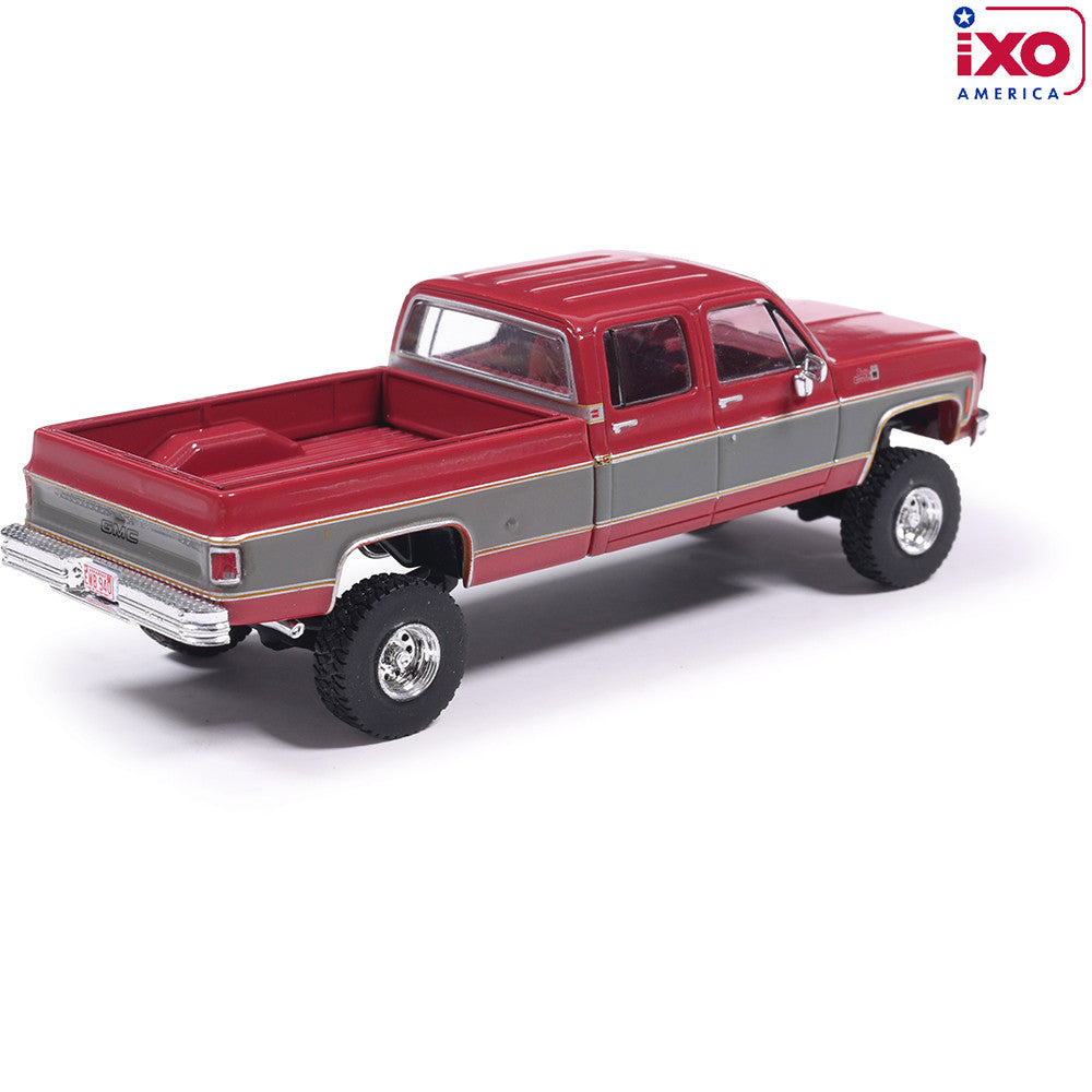 (PRE-0RDER 2026) 1977 GMC Sierra Grande K2500 Crew Cab Wideside Lifted - (Dark Red Metallic/Silver Special Two-Tone)