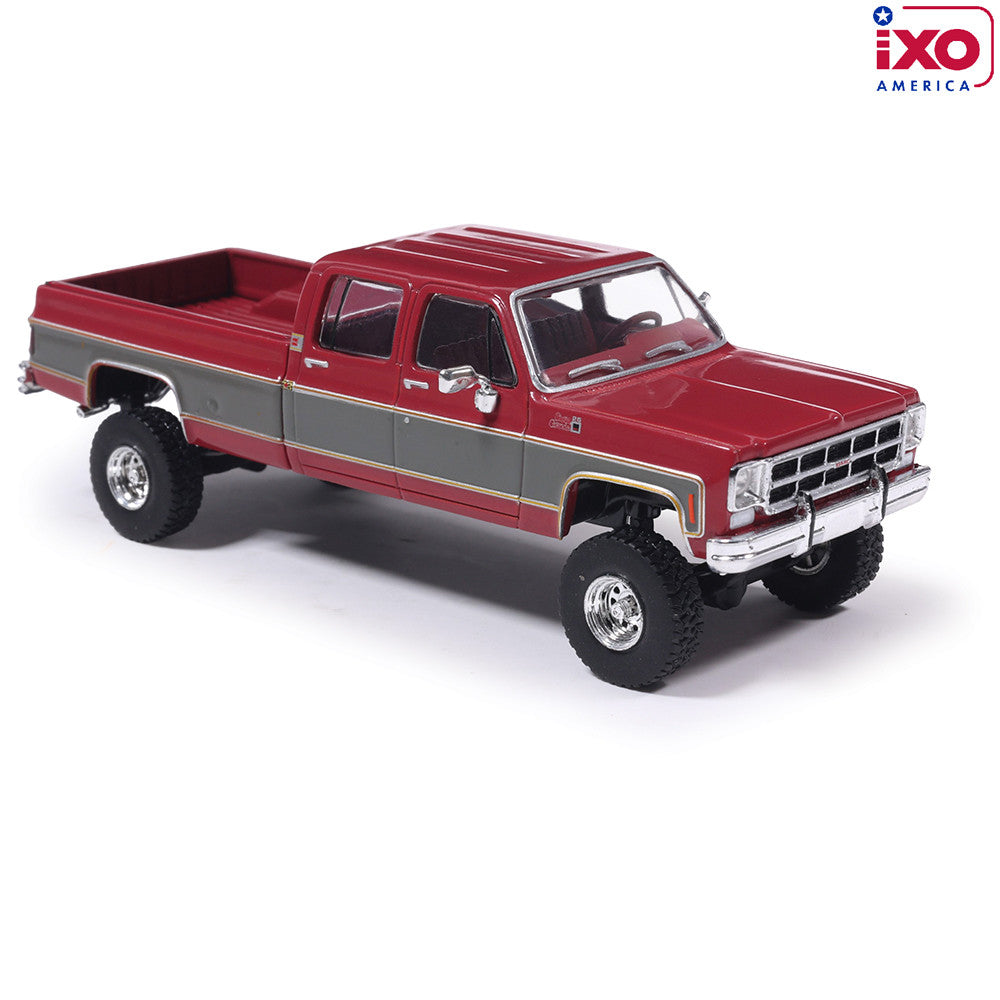 (PRE-0RDER 2026) 1977 GMC Sierra Grande K2500 Crew Cab Wideside Lifted - (Dark Red Metallic/Silver Special Two-Tone)