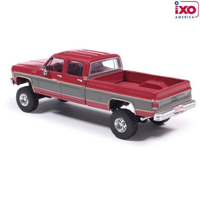 (PRE-0RDER 2026) 1977 GMC Sierra Grande K2500 Crew Cab Wideside Lifted - (Dark Red Metallic/Silver Special Two-Tone)