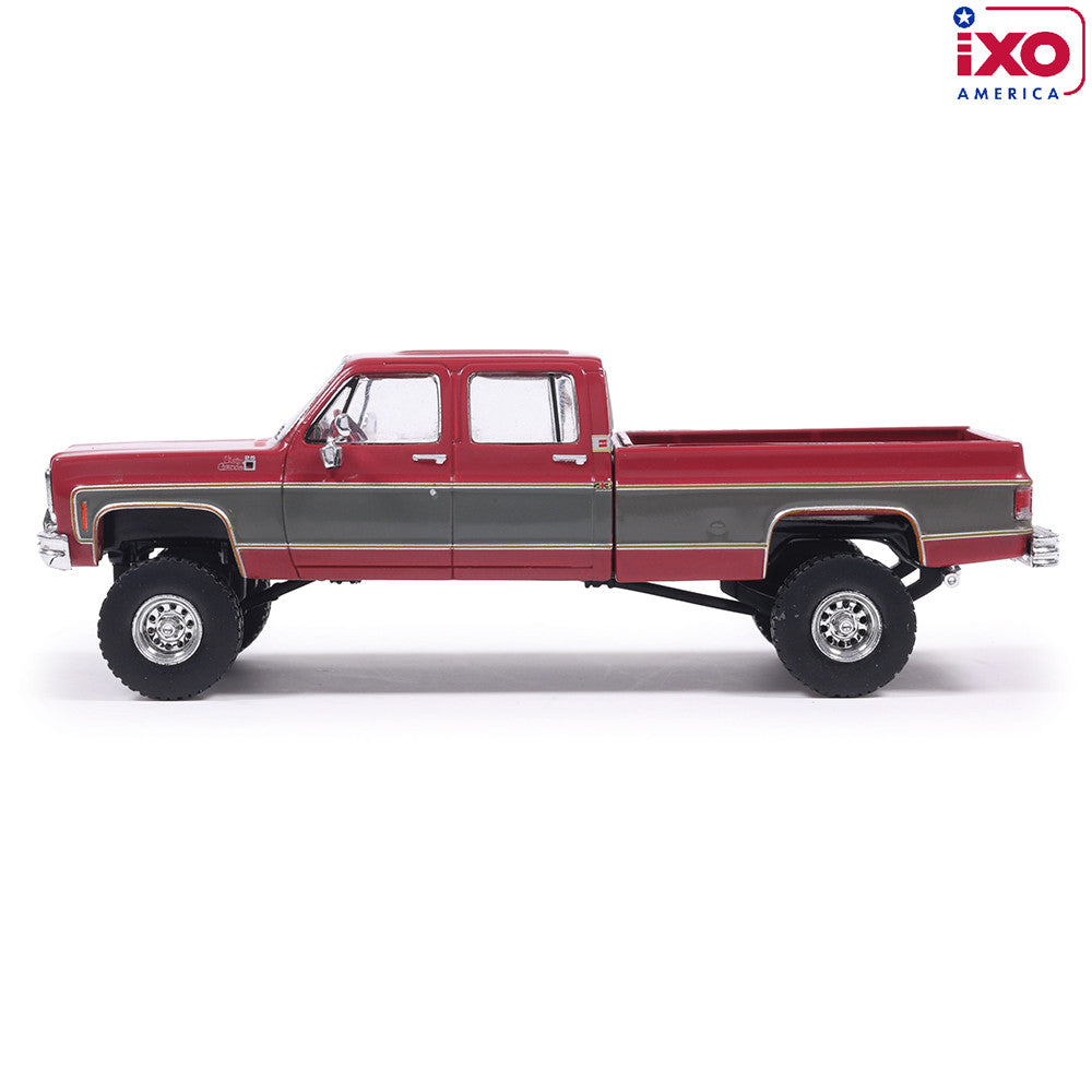 (PRE-0RDER 2026) 1977 GMC Sierra Grande K2500 Crew Cab Wideside Lifted - (Dark Red Metallic/Silver Special Two-Tone)