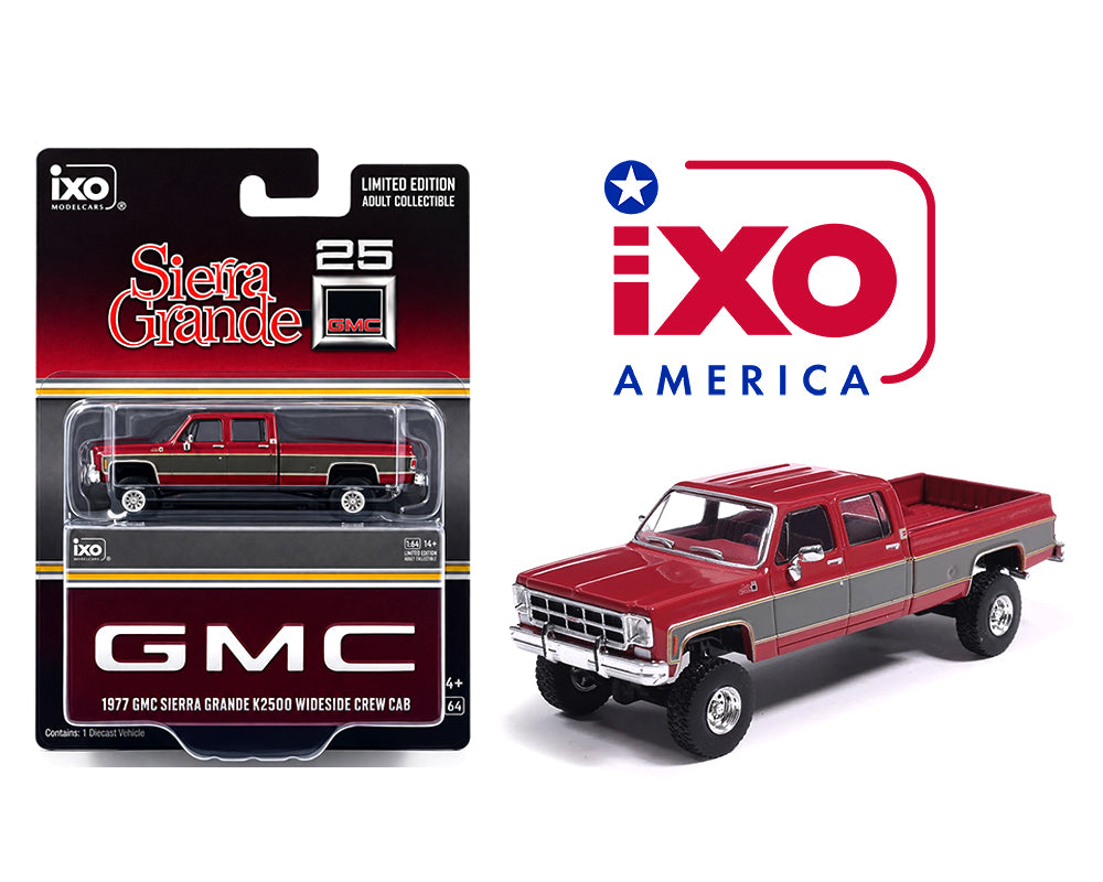 1977 GMC Sierra Grande K2500 Crew Cab Wideside Lifted - (Dark Red Metallic/Silver Special Two-Tone)