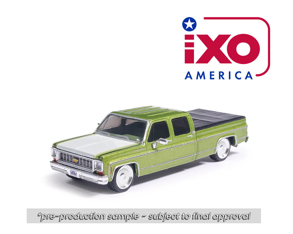 (PRE-ORDER 2026/2027) IXO America 1:64 1974 Chevrolet Cheyenne Super C10 Crew Cab Fleetside – Lime Green Metallic – Lowered – Limited Edition IA64037