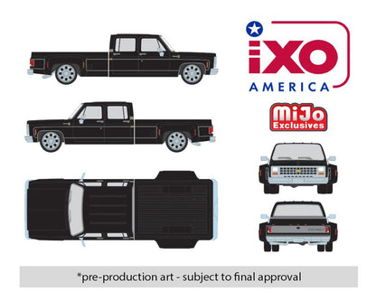 (PRE-ORDER 2025) (((ERREUR SKU IAPR013))))  IXO America 1:64 –  1980 Chevrolet Silverado C30 Crew Cab Dually Lowered – (Black)