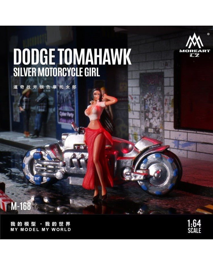 MoreArt 1/64 - Dodge tomahawk silver motorcycle girl MO222168