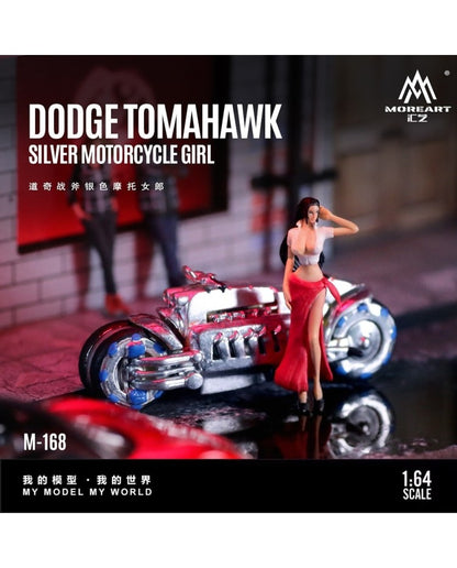 MoreArt 1/64 - Dodge tomahawk silver motorcycle girl MO222168