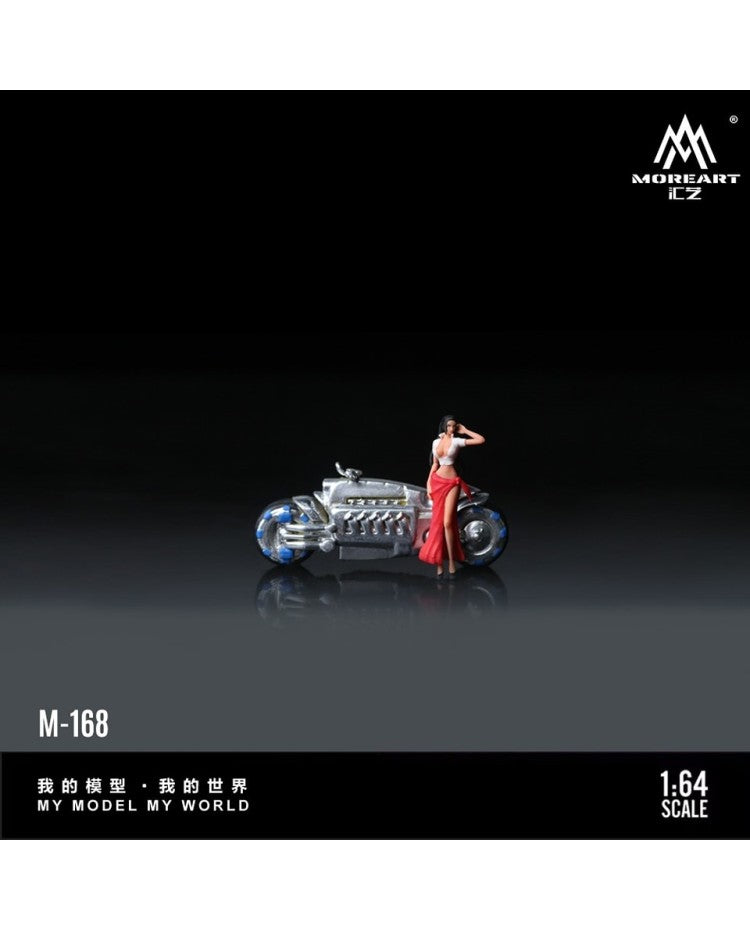 MoreArt 1/64 - Dodge tomahawk silver motorcycle girl MO222168