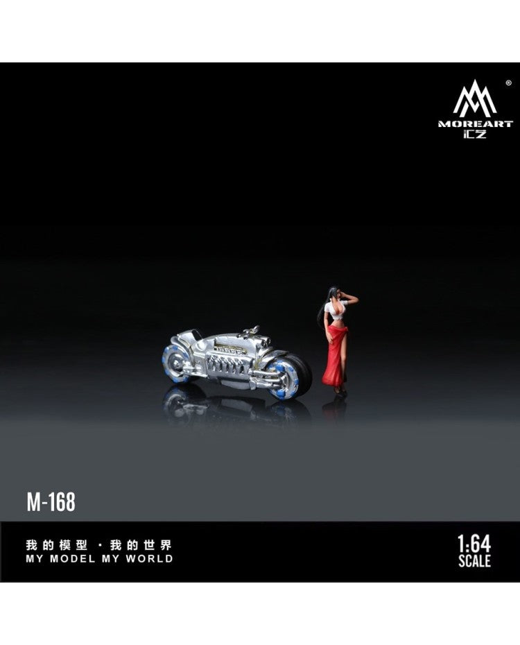 MoreArt 1/64 - Dodge tomahawk silver motorcycle girl MO222168