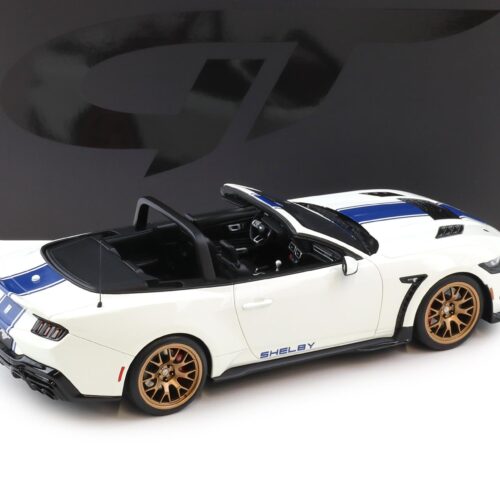 GT Spirit 1:18 Shelby Mustang Super Snake 2025 – Blanc Oxford / Bandes bleues – GT572