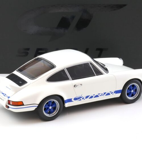 GT Spirit 1:12 Porsche 911 Carrera RS 2.7 Coupé 1973 – Blanc Grand Prix / Bleu – GT921