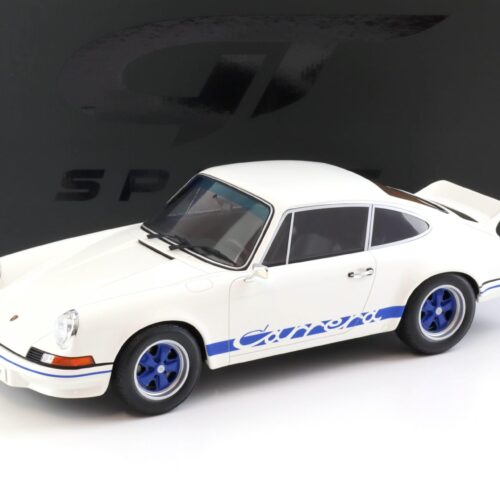 GT Spirit 1:12 Porsche 911 Carrera RS 2.7 Coupé 1973 – Blanc Grand Prix / Bleu – GT921